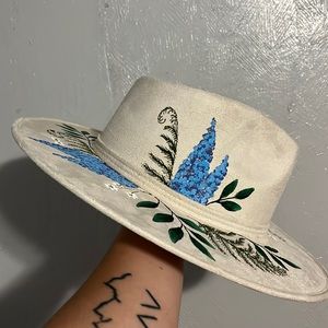 Hand painted Fern & Lilac Hat